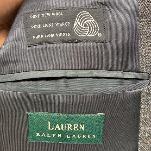 Ralph Lauren Wool Blazer Sport Coat Men's Medium 44R Gray Tweed